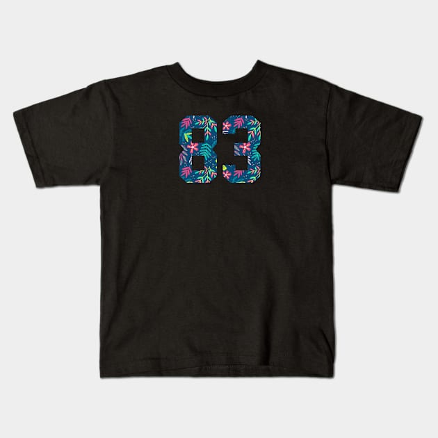 Floral Number 83 Kids T-Shirt by Ericokore
